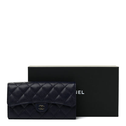 Chanel Caviar Quilted Large Gusset Flap Wallet Navy 15 of 15