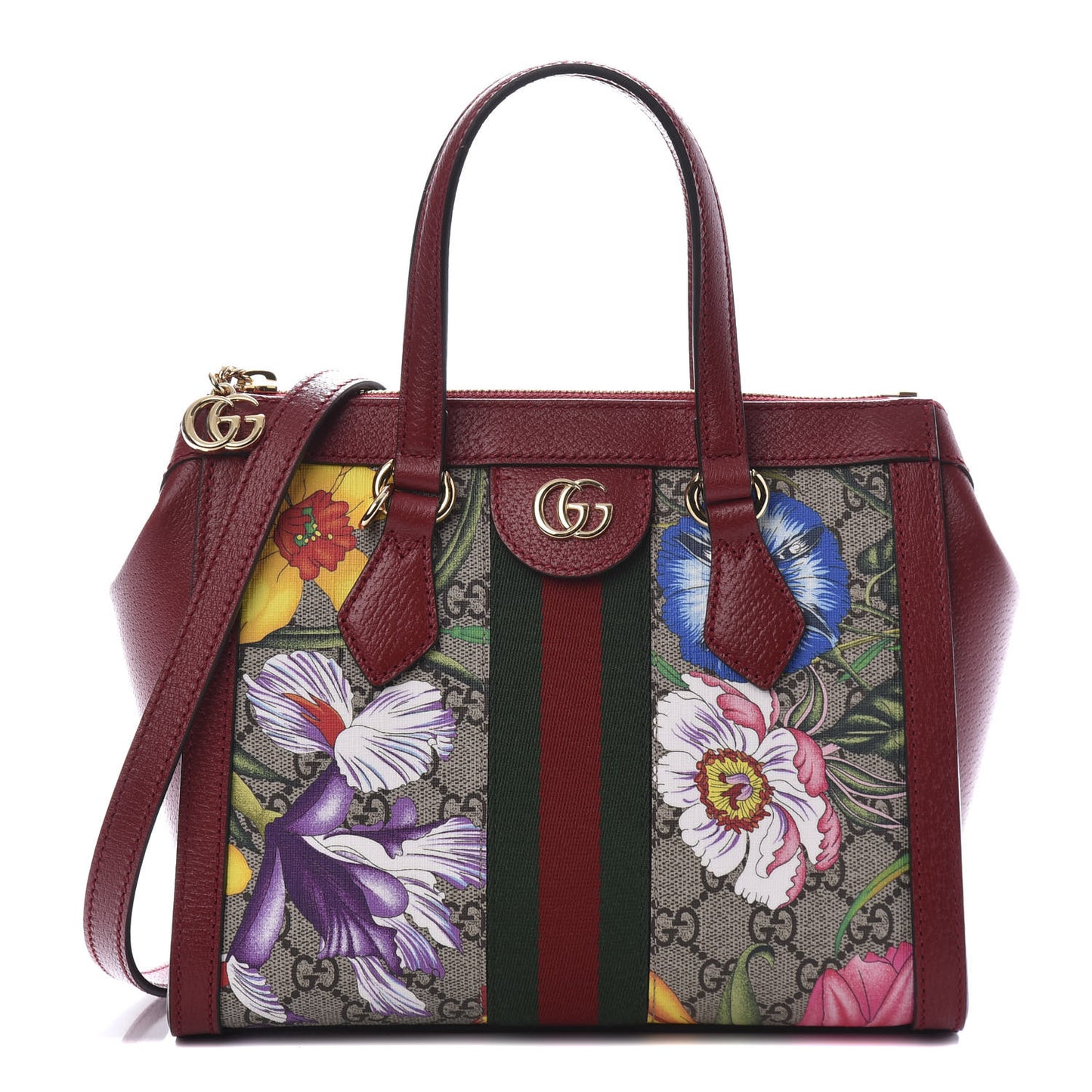 GG Supreme Monogram Flora Web Small Ophidia Tote Bag Red