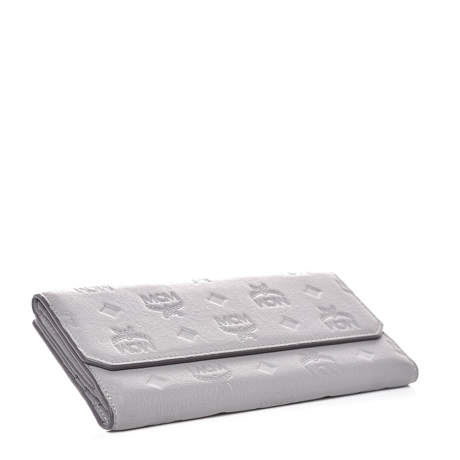 MCM Calfskin Signature Monogram Klara Flap Wallet Grey 4 of 7