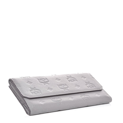 MCM Calfskin Signature Monogram Klara Flap Wallet Grey 4 of 7