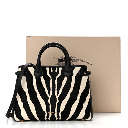 Burberry Calf Hair House Check Zebra Print Medium Banner Tote Natural Black 12 of 12