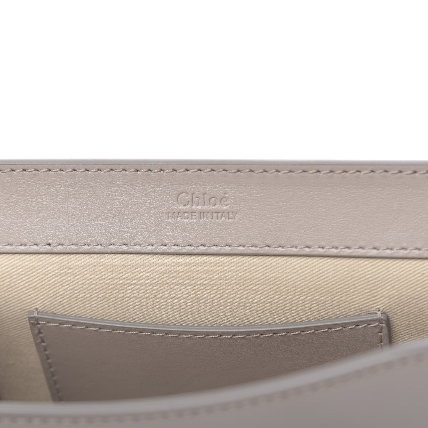Calfskin Suede C Clutch With Chain Motty Grey