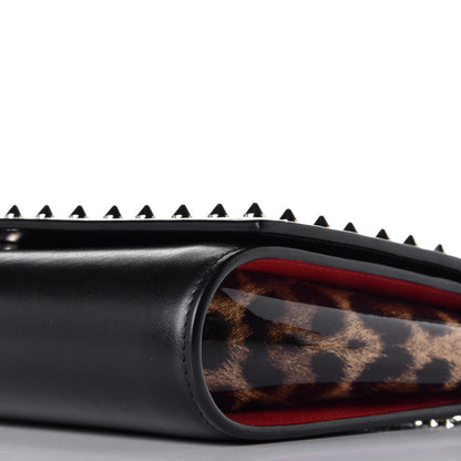 Christian Louboutin Calfskin Patent Leopard Spikes Paloma Clutch Black 8 of 9