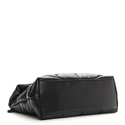 Saint Laurent Lambskin Quilted Medium Loulou Puffer Monogram Chain Satchel Black 3 of 10