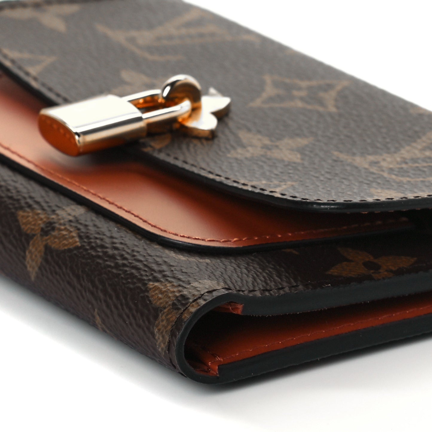 Monogram Flower Lock Compact Wallet Caramel