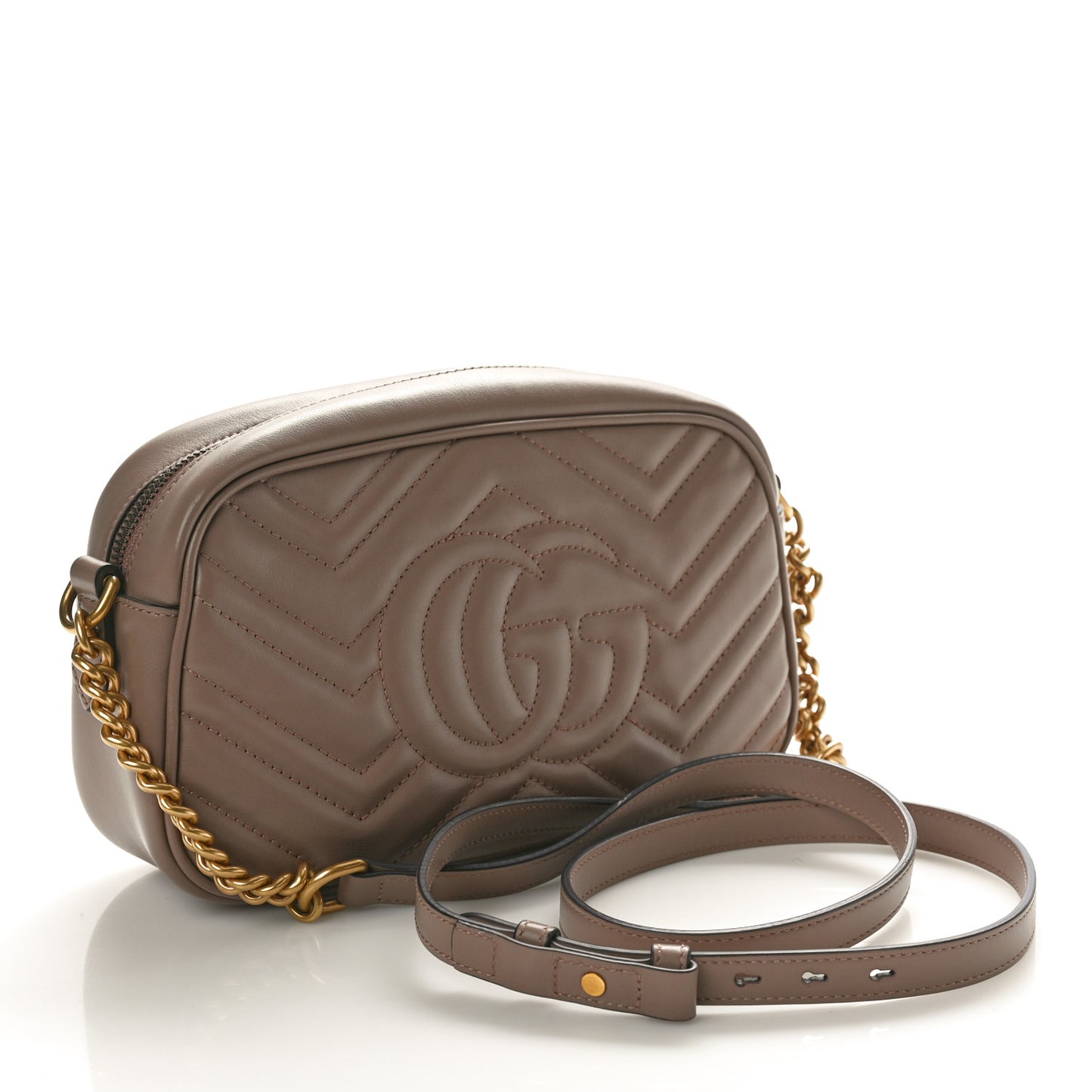 Calfskin Matelasse Small GG Marmont Chain Shoulder Bag Porcelain Rose
