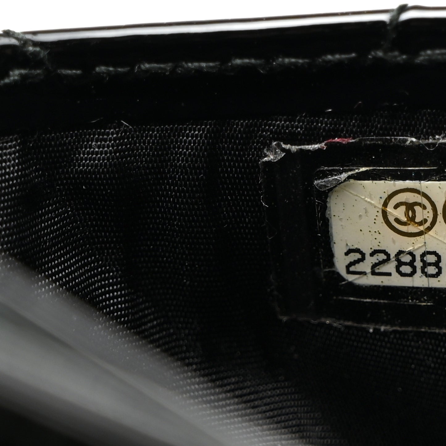 Patent Calfskin Quilted Card Holder Black