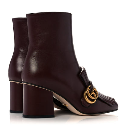 Gucci Malaga Kid GG Marmont Fringe 75mm Ankle Boots 36 Vintage Bordeaux 4 of 11