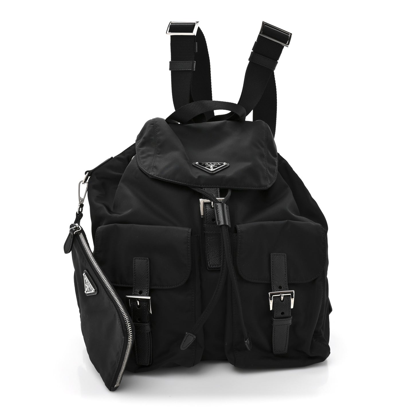 Re-Nylon Vela Saffiano Medium Backpack Black