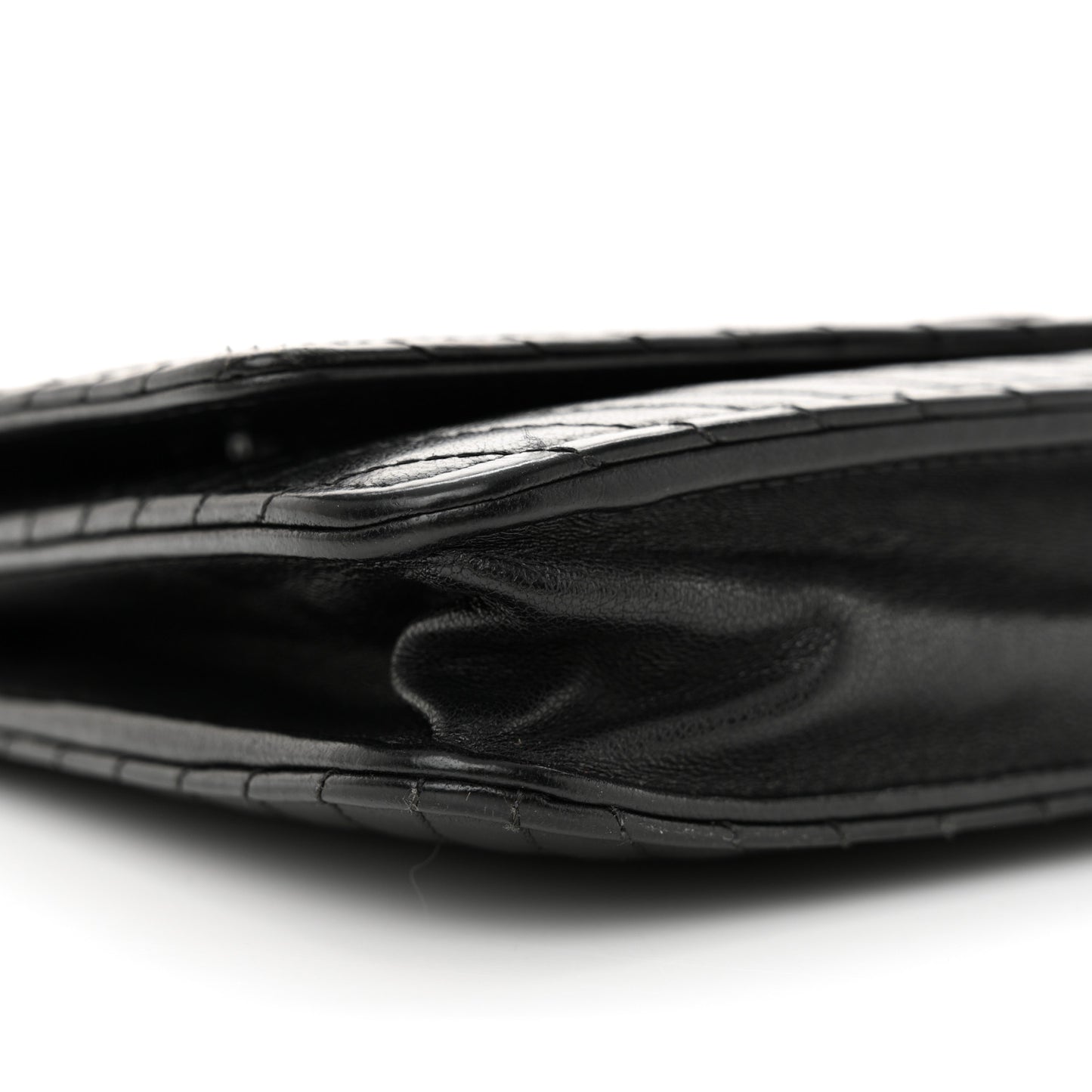 Lambskin Chevron Quilted Wallet On Chain WOC So Black