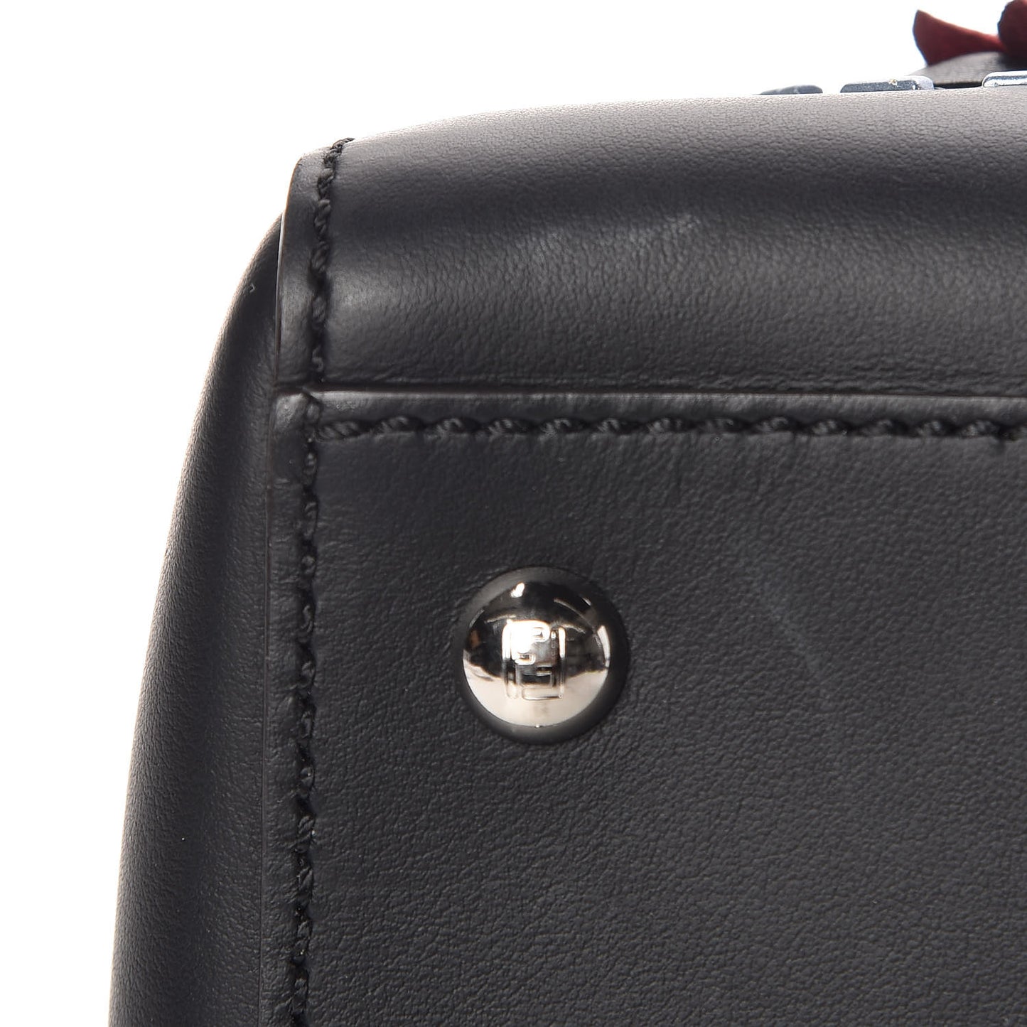 Calfskin Flowerland Medium Dotcom Satchel Black Multicolor