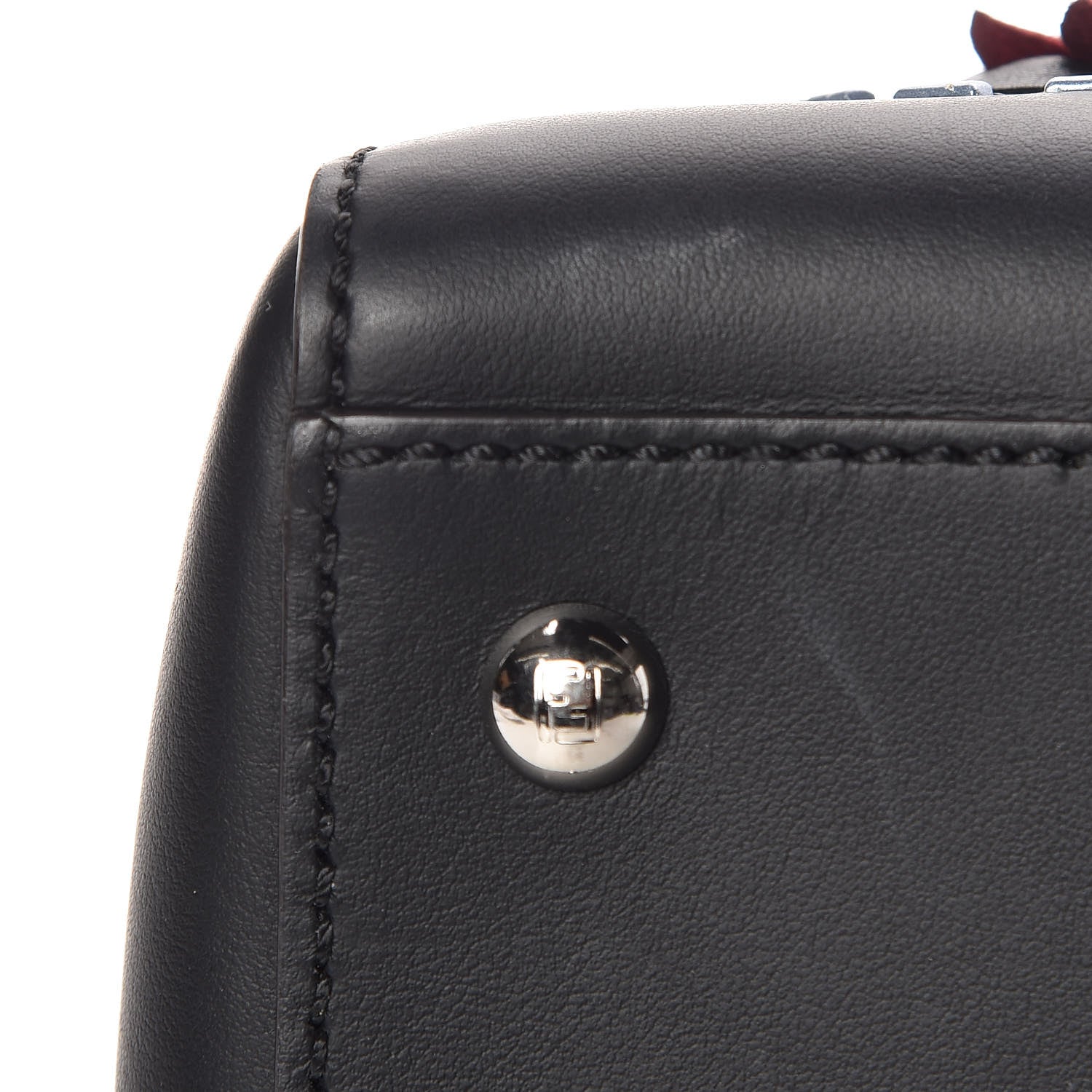 Fendi Calfskin Flowerland Medium Dotcom Satchel Black Multicolor 13 of 14