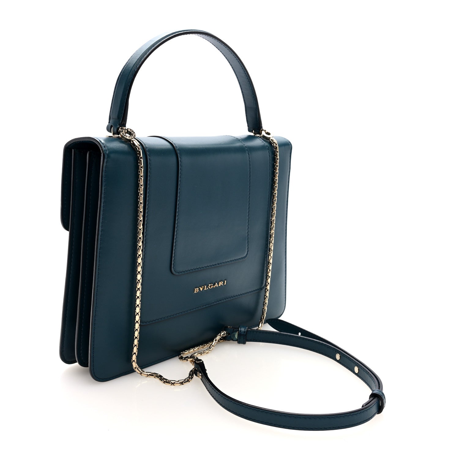 Bulgari Calfskin Large Serpenti Forever Top Handle Emerald Green 4 of 10