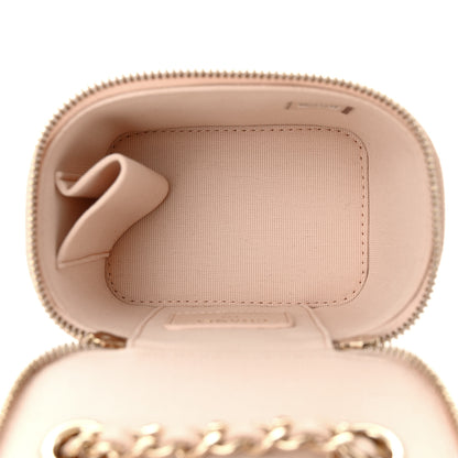 Chanel Caviar Quilted Mini Vanity Case With Chain Light Beige 5 of 11