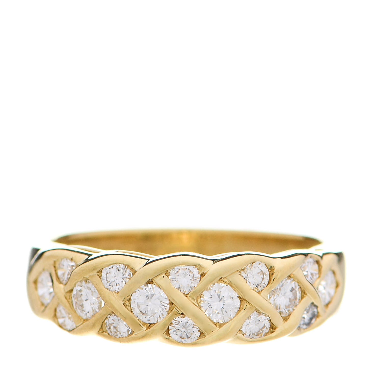 18K Yellow Gold Diamond Woven Band Ring 53 6.5