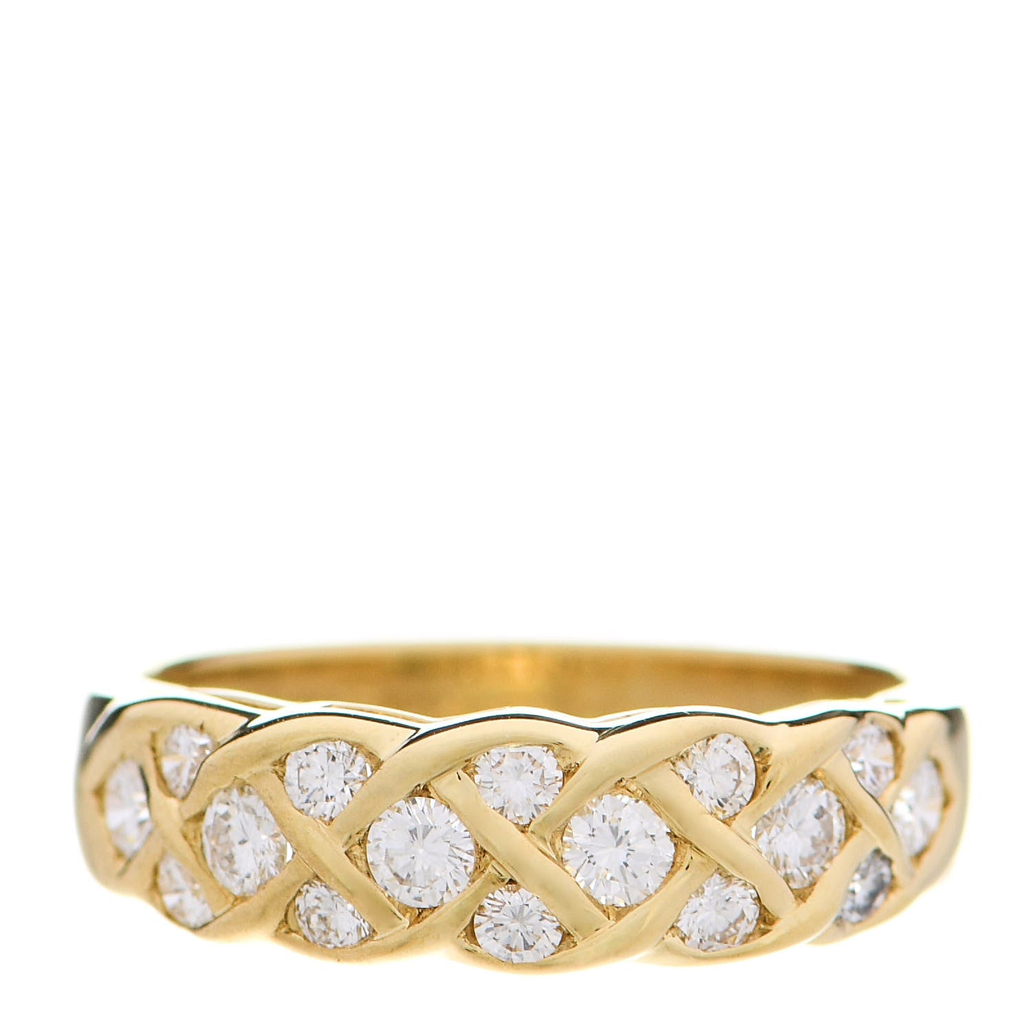 Tiffany 18K Yellow Gold Diamond Woven Band Ring 53 6.5 1 of 4
