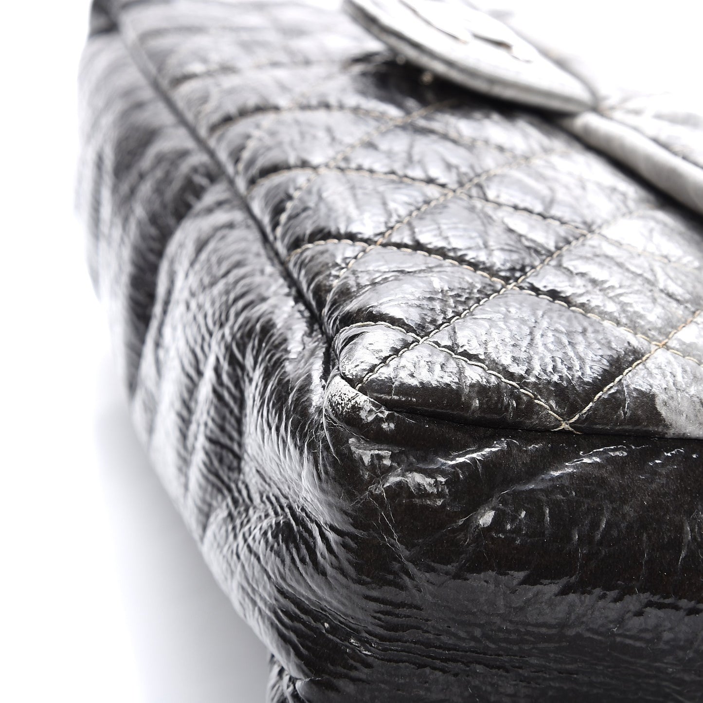 Vinyl Quilted Jumbo Melrose Degrade Flap Black