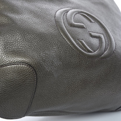 Gucci Metallic Pebbled Calfskin Medium Soho Chain Hobo Sasso 10 of 10