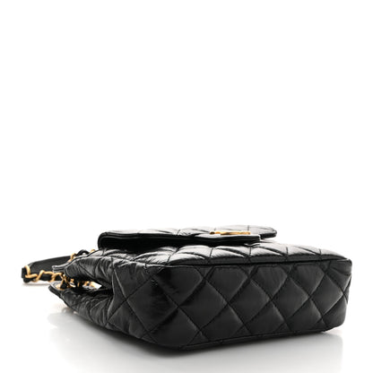 Chanel Shiny Crumpled Calfskin Quilted Small Wavy CC Hobo Black 4 of 10