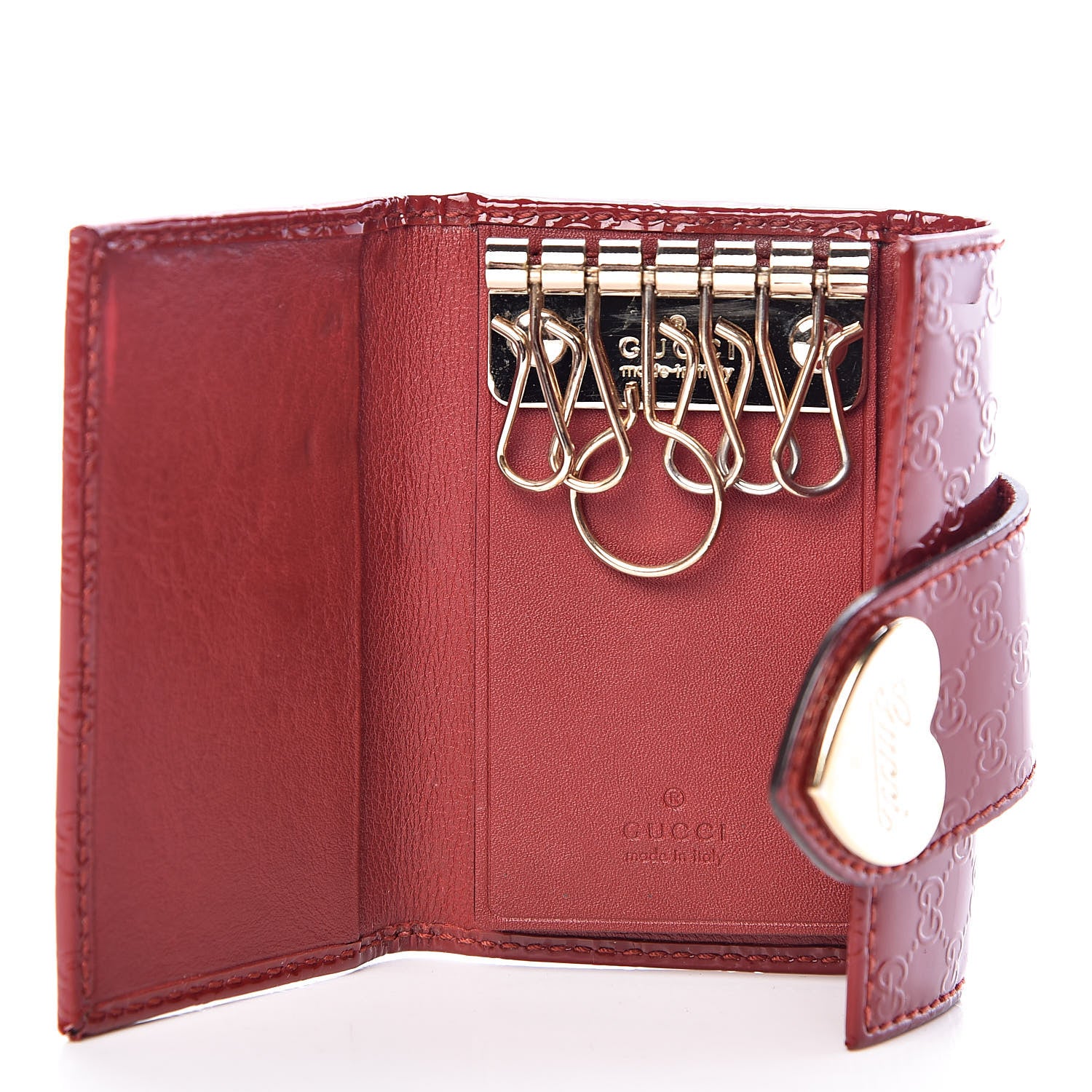 Gucci Patent Microguccissima Heart 6 Key Holder Case Red 5 of 11