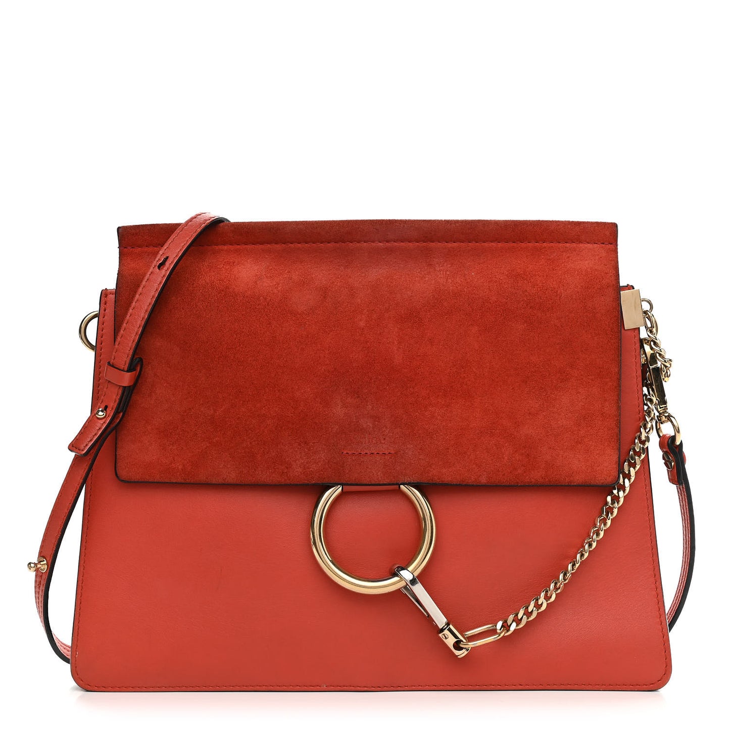 Calfskin Suede Medium Faye Shoulder Bag Sepia Red