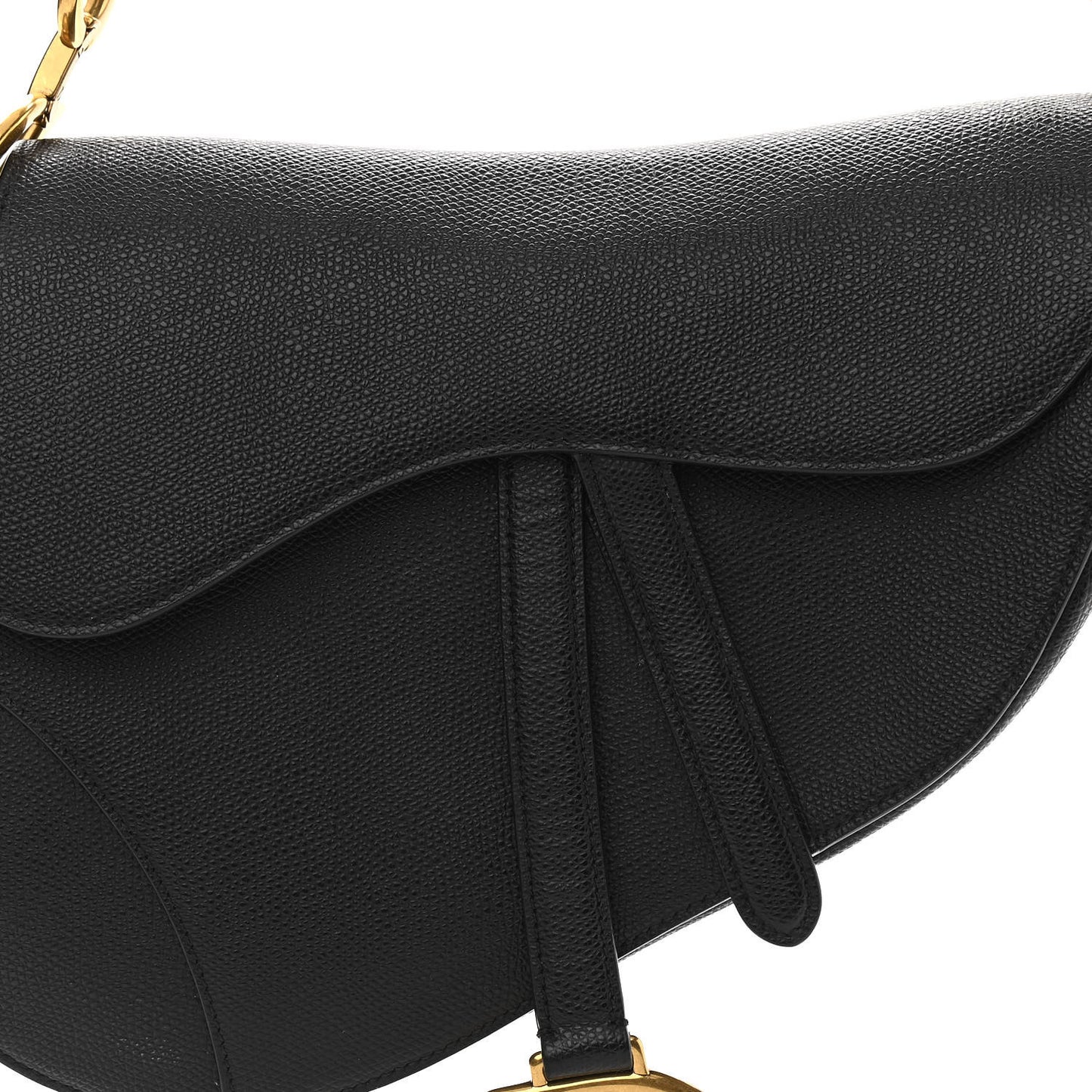 Grained Calfskin Saddle Bag Black