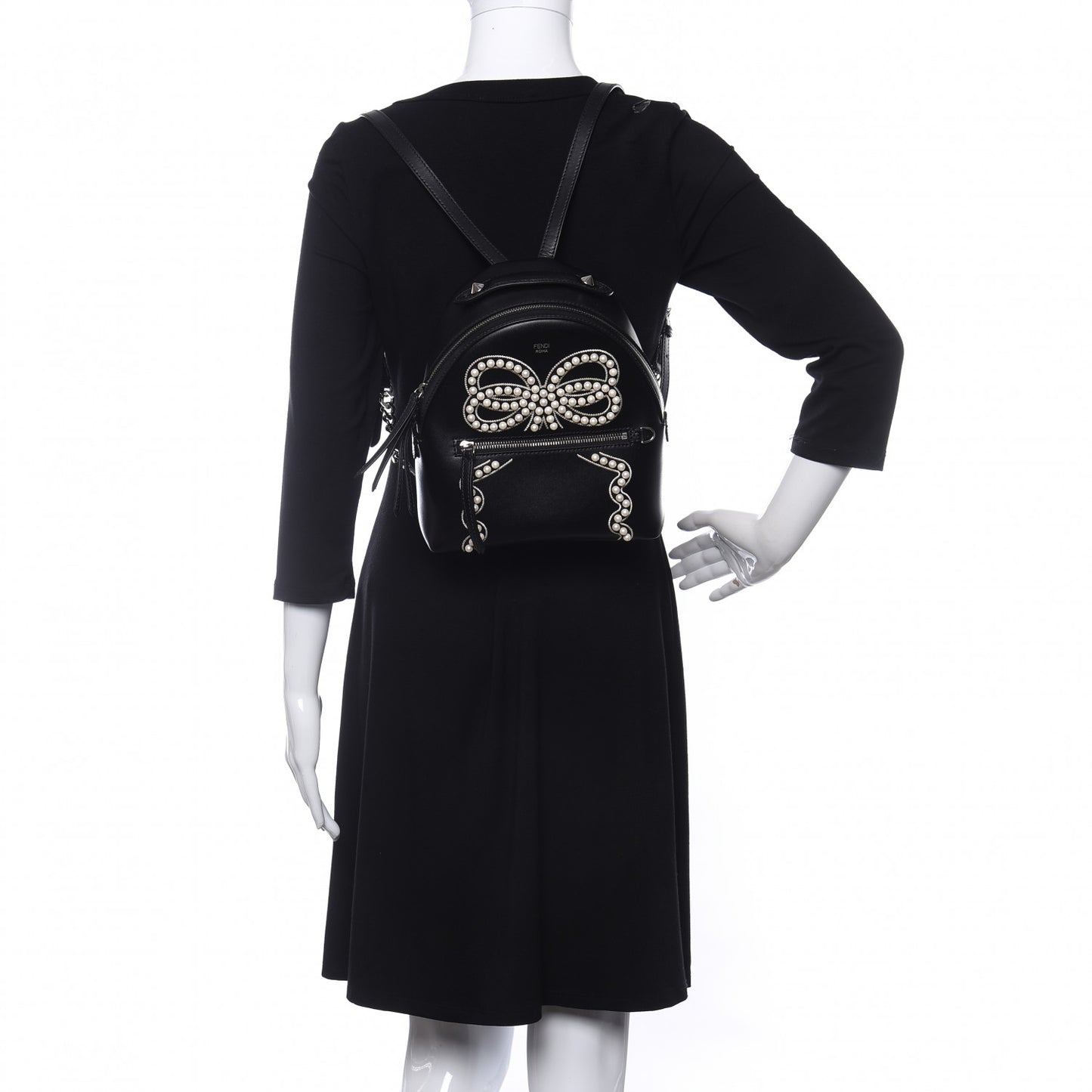Vitello Liberty Pearl Romantic Bow Mini Backpack Black
