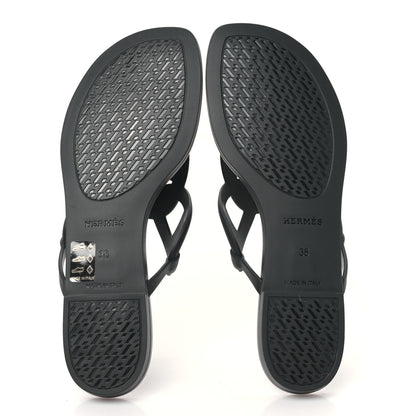 Hermes Rubber Womens Egerie Sandals 38 Black 5 of 8