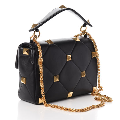 Valentino Garavani Nappa Large Roman Stud Shoulder Bag Black 3 of 9