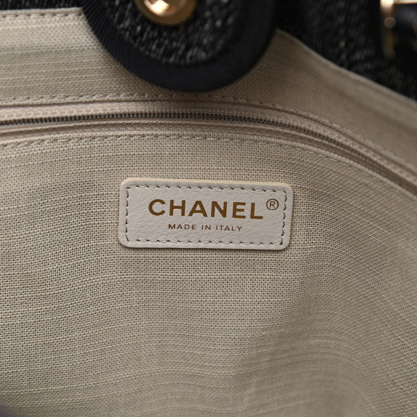 Denim Small Deauville Tote Dark Blue White