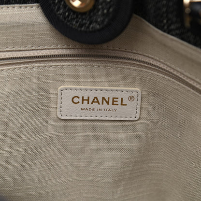 Chanel Denim Small Deauville Tote Dark Blue White 7 of 12