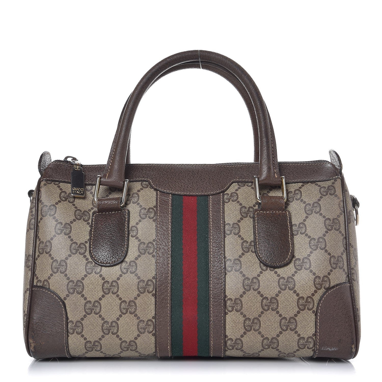 Gucci GG Plus Monogram Vintage Web Small Boston Dark Brown 1 of 25
