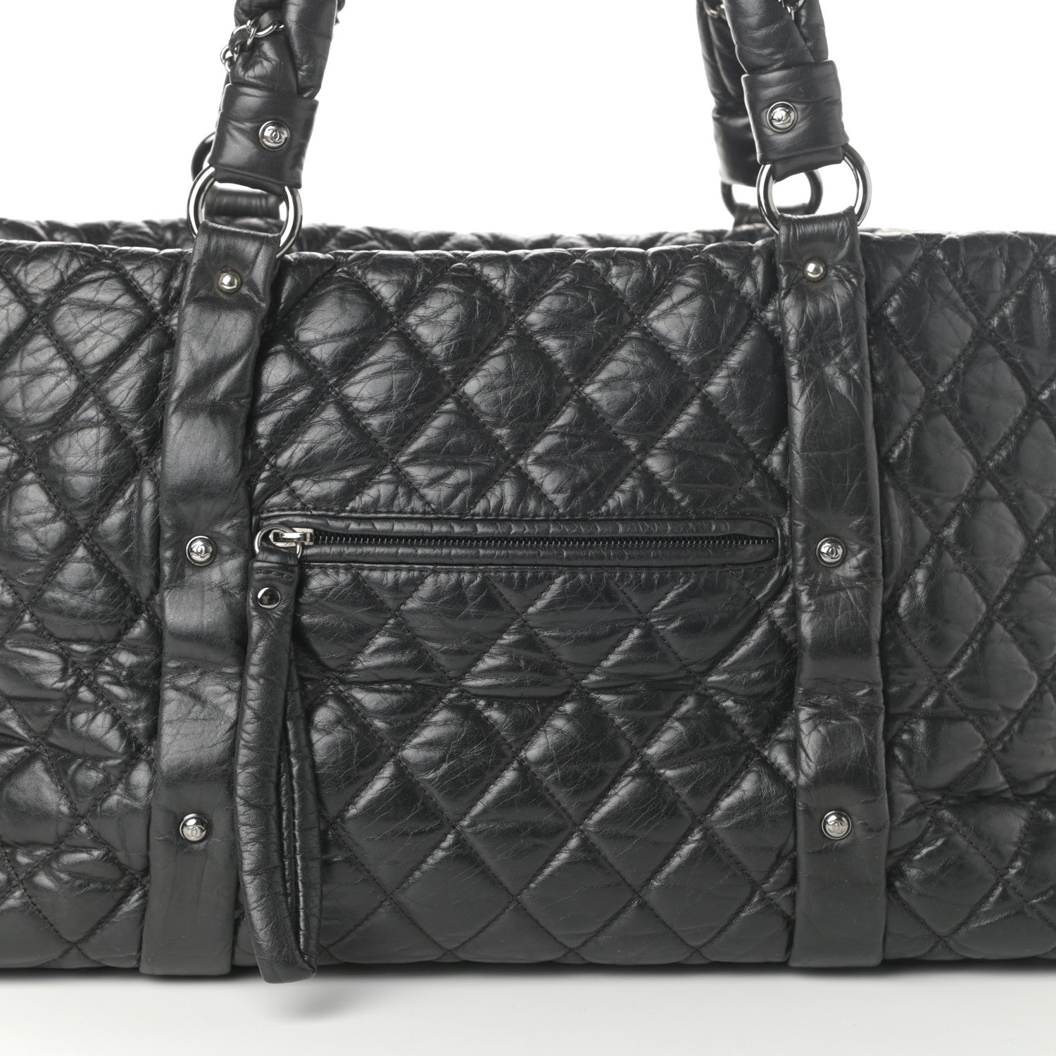 Chanel Distressed Lambskin Vintage Ligne Lady Braid XL Tote Black 8 of 10