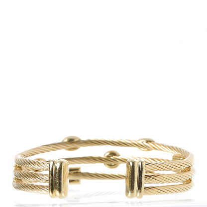 David Yurman 18K Yellow Gold Diamond Three Row Confetti Cuff Bracelet 3 of 4