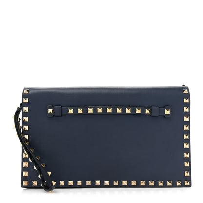 Valentino Garavani Nappa Rockstud Wristlet Clutch Indigo 1 of 13