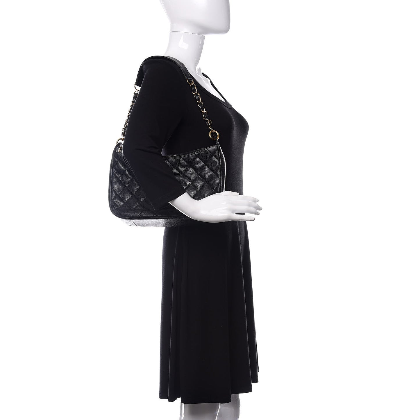 Caviar Quilted Timeless CC Shoulder Bag Black