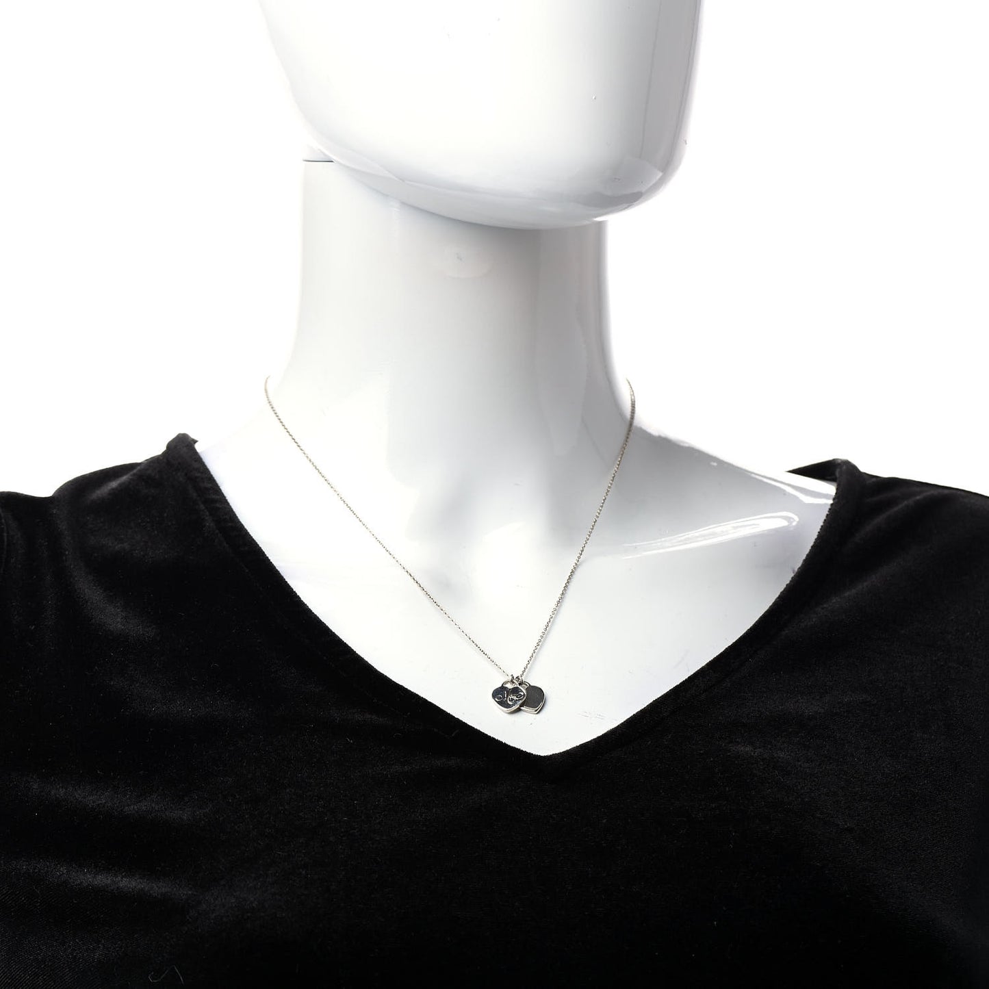 Sterling Silver Double Heart Tag Mom Pendant Necklace