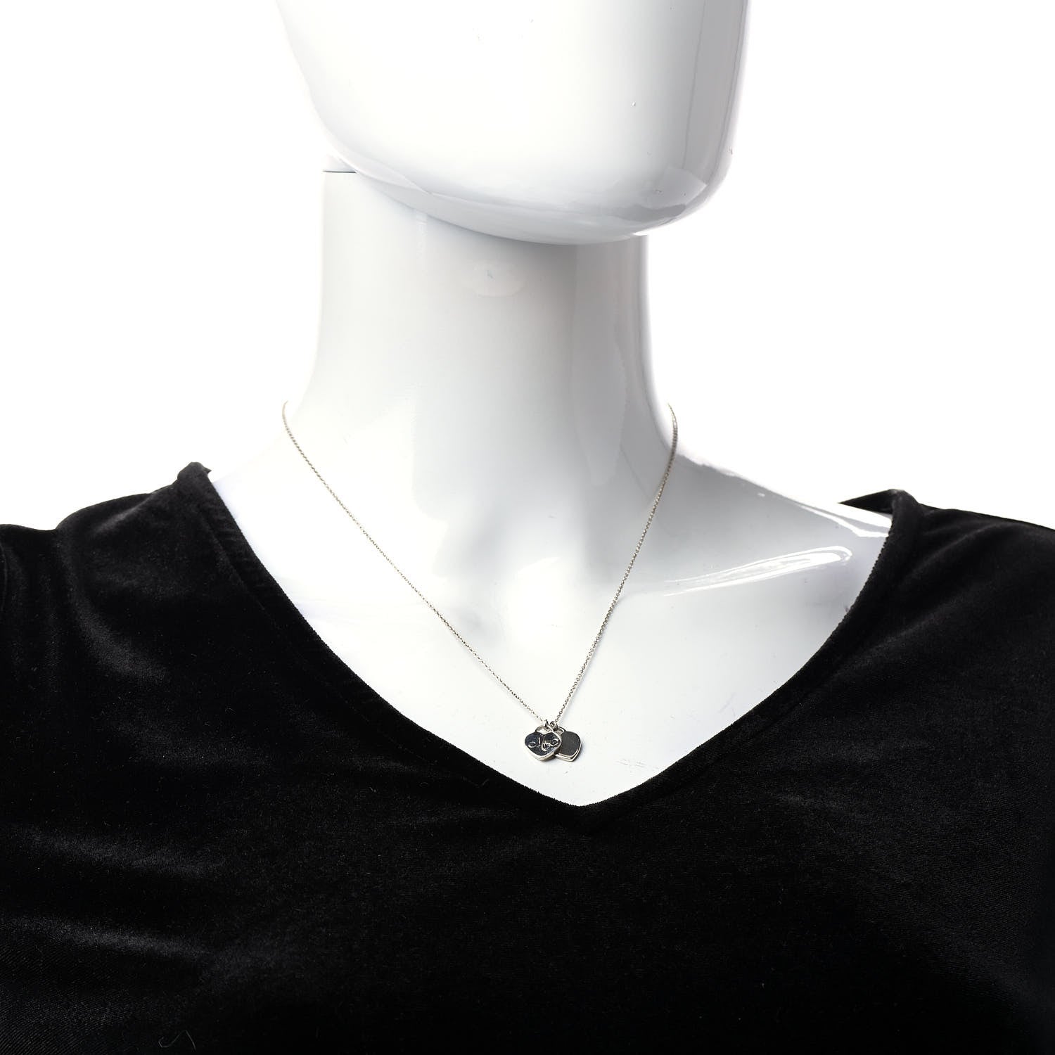 Tiffany Sterling Silver Double Heart Tag Mom Pendant Necklace 2 of 6