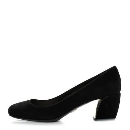 Prada Suede Block Heel Pump 38.5 Black 1 of 7