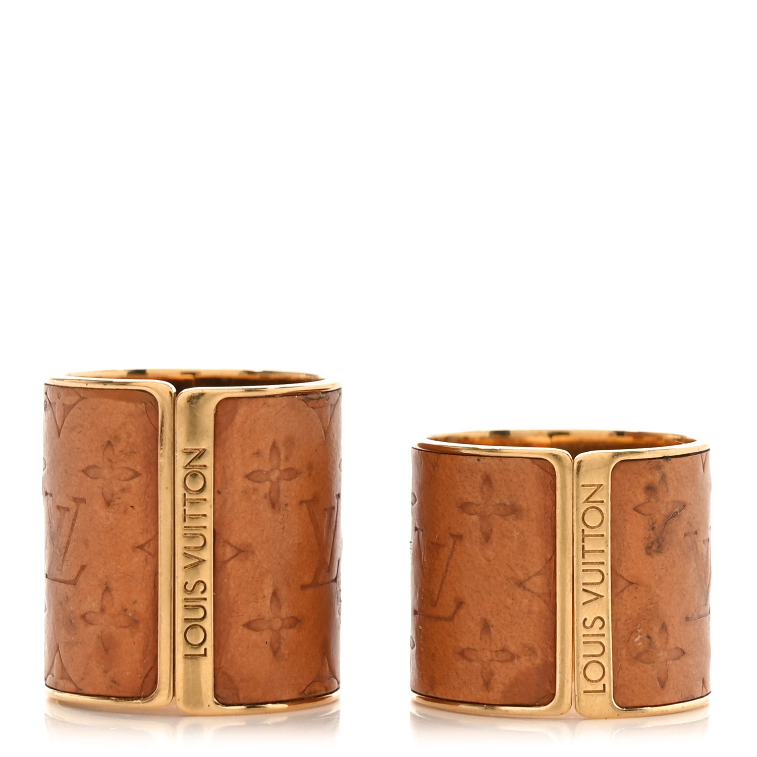 Louis Vuitton Calfskin Monogram Embossed Skin 2 Ring Set M 46/3.75 3 of 4
