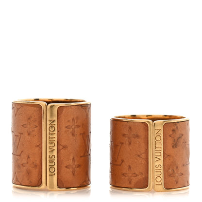 Louis Vuitton Calfskin Monogram Embossed Skin 2 Ring Set M 46/3.75 3 of 4