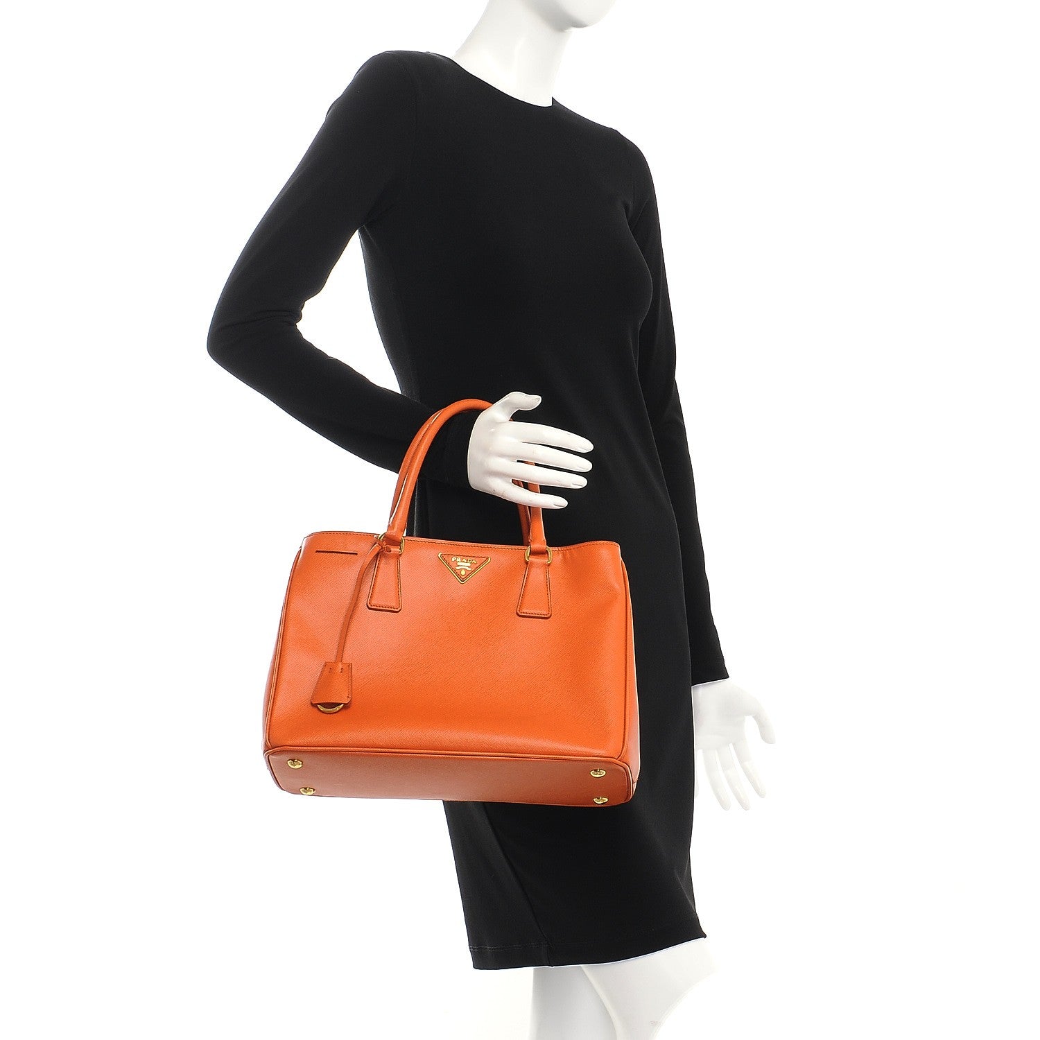 Prada Saffiano Lux Medium Tote Papaya 3 of 12
