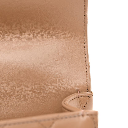 Chanel Shiny Calfskin Quilted Small Metal Chain Top Handle Flap Beige 11 of 12