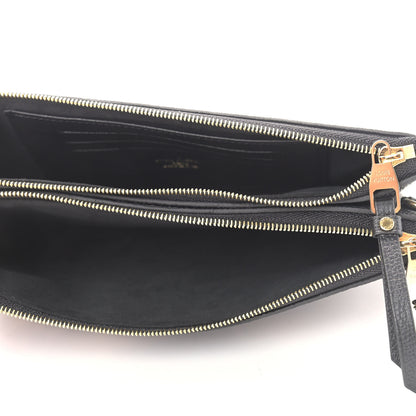 Louis Vuitton Empreinte Monogram Giant Double Zip Pochette Black Cream 5 of 8