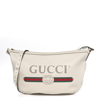 Gucci Grained Calfskin Logo Half Moon Hobo White 1 of 10