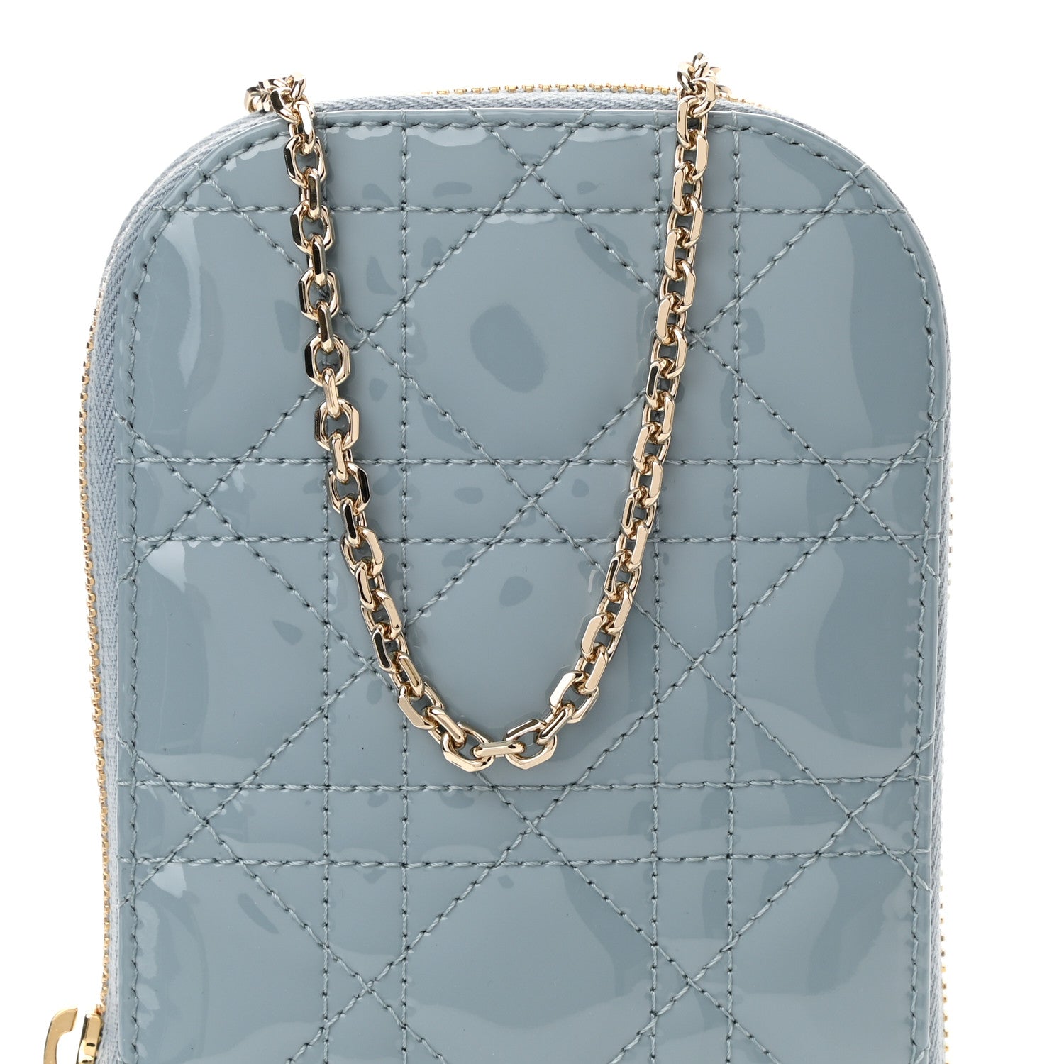Christian Dior Patent Cannage Lady Dior Phone Holder Cloud Blue 8 of 10