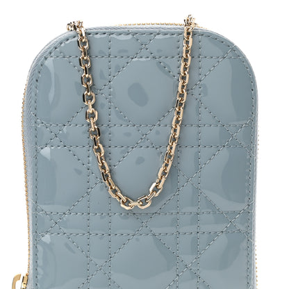 Christian Dior Patent Cannage Lady Dior Phone Holder Cloud Blue 8 of 10
