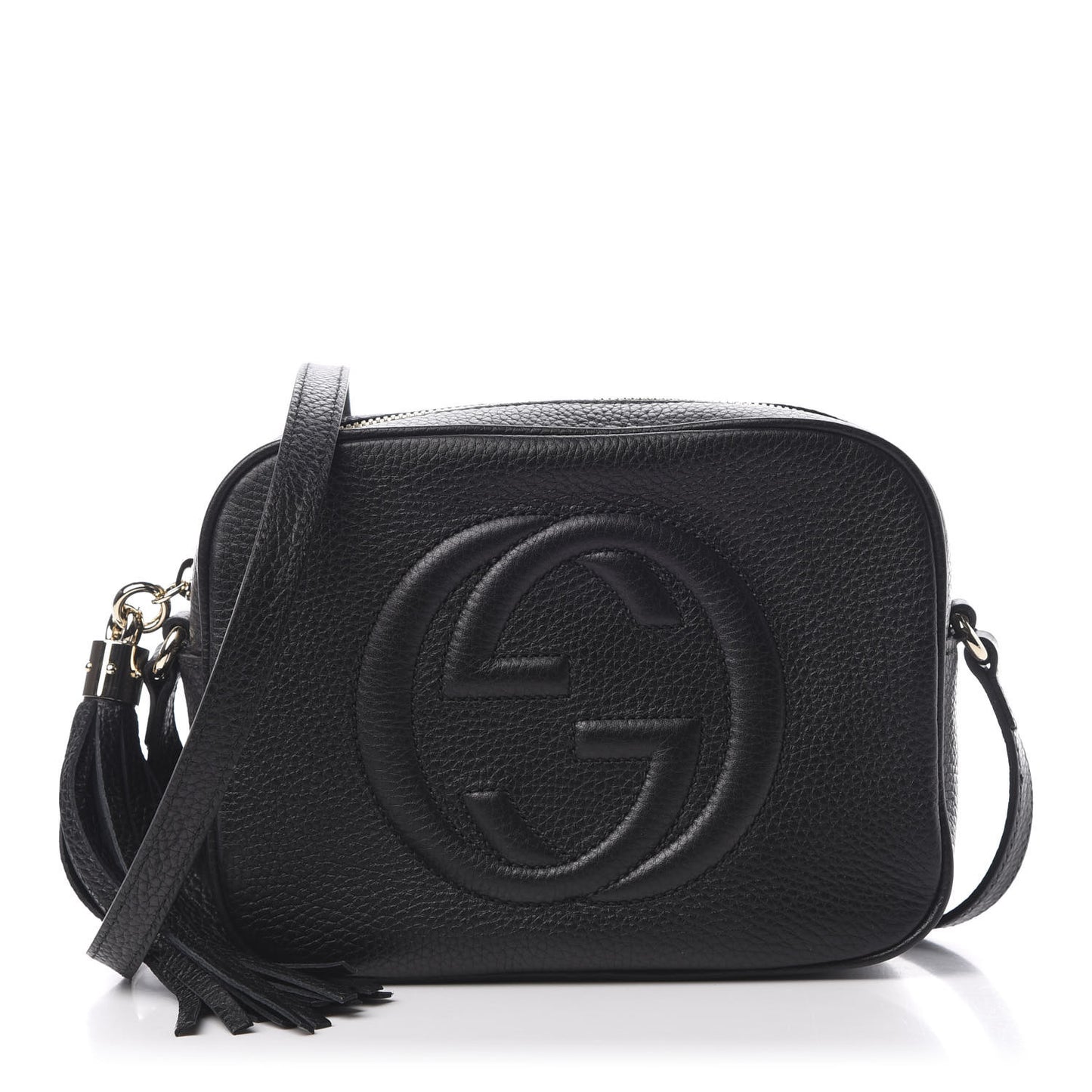 Pebbled Calfskin Small Soho Disco Bag Black