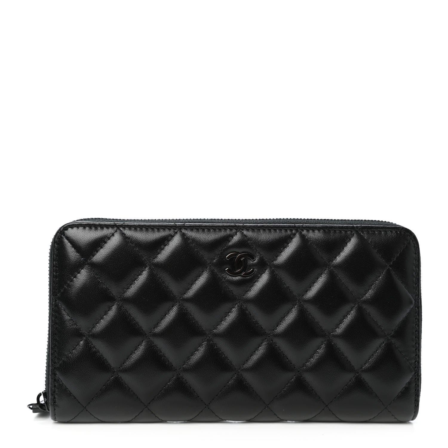 Chanel Lambskin Quilted Large Gusset Zip Around Wallet So Black 1 of 4