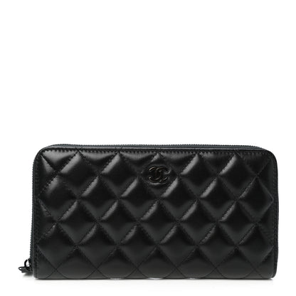 Chanel Lambskin Quilted Large Gusset Zip Around Wallet So Black 1 of 4